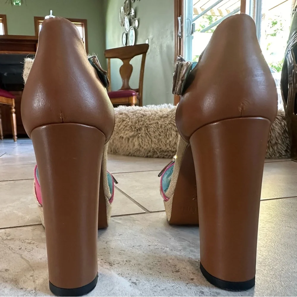 Studio Pollini Platform Heel Women's Gruppo Rope I Platform Sandal Pink … - Picture 7 of 9